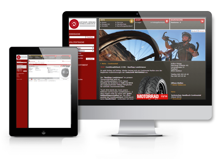 E-Commerce Abacus AbaShop mit TYPO3 CMS für Rüegg AG