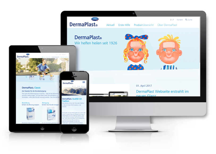 Dermaplast Website mit CMS TYPO3