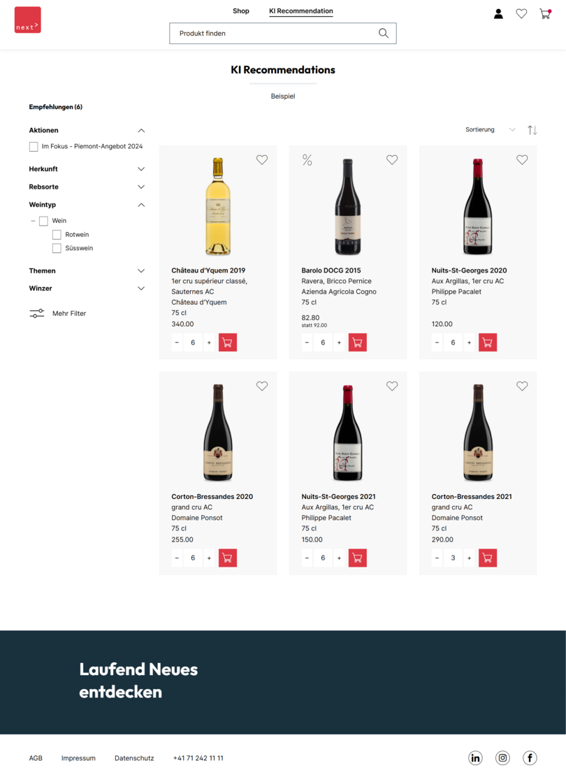 Produktempfehlungen mit KI-Unterstützung