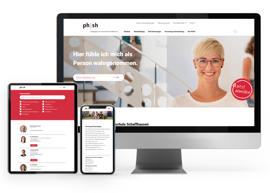 TYPO3 Website Pädagogische Hochschule Schaffhausen