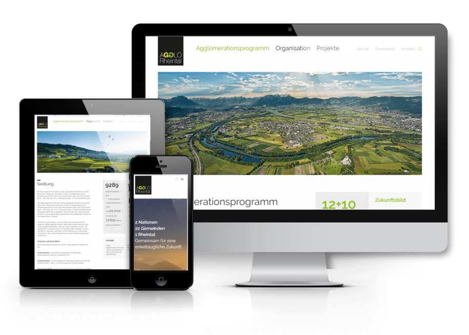 Responsive Website mit CMS für Agglomeration Rheintal