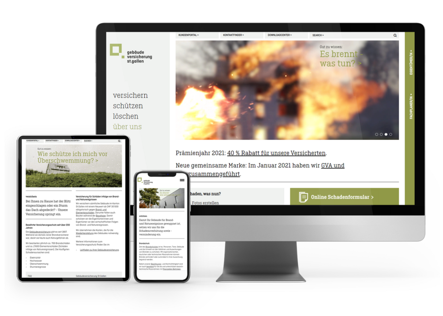 TYPO3 Website für die Gebäudeversicherung St.Gallen