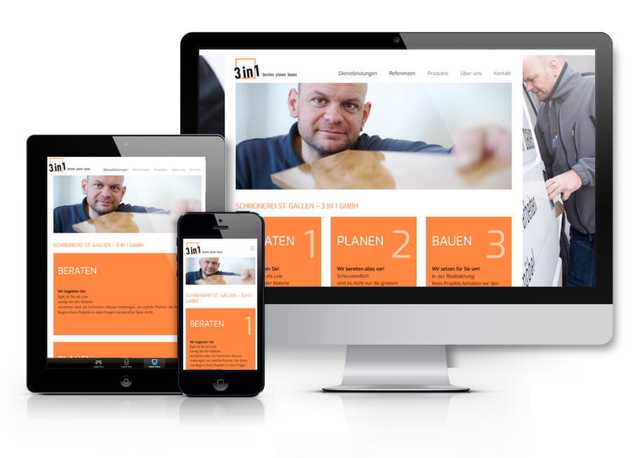 Redesign mit WordPress für 3 in 1 GmbH