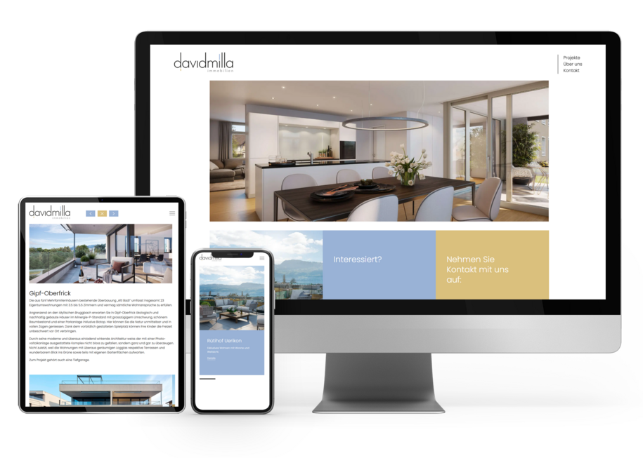 WordPress Website für davidmilla immobilien ag