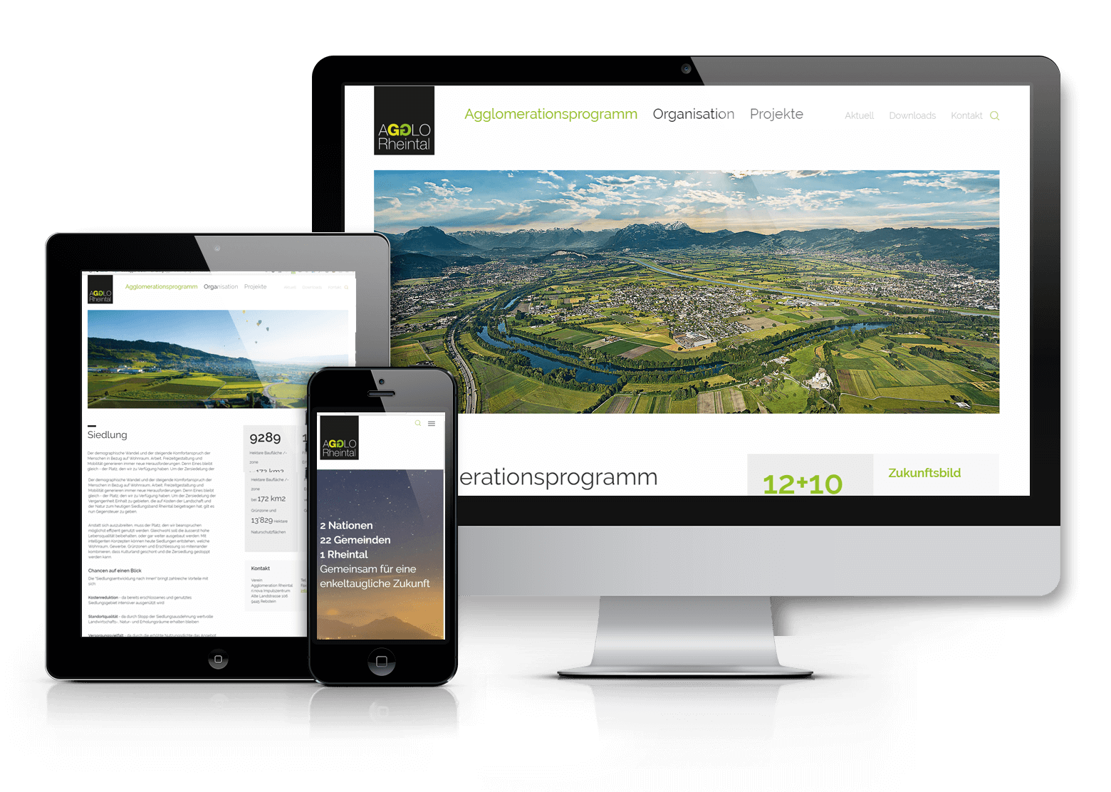Responsive Website mit CMS für Agglomeration Rheintal