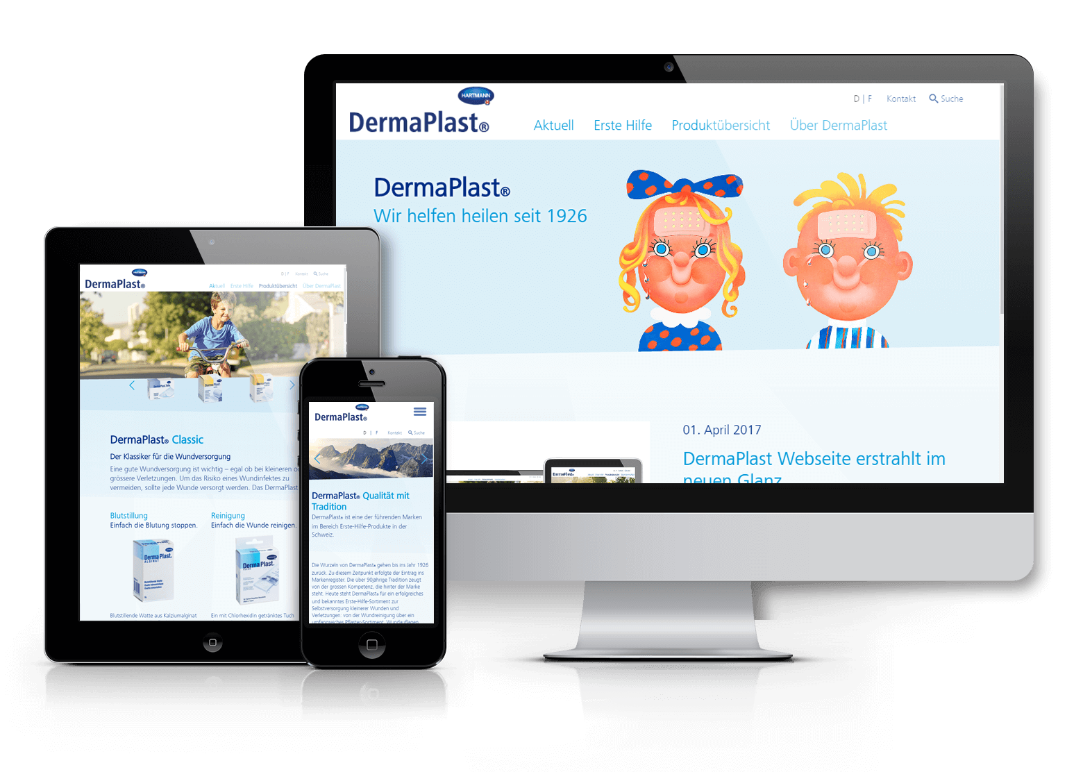 Dermaplast Website mit CMS TYPO3