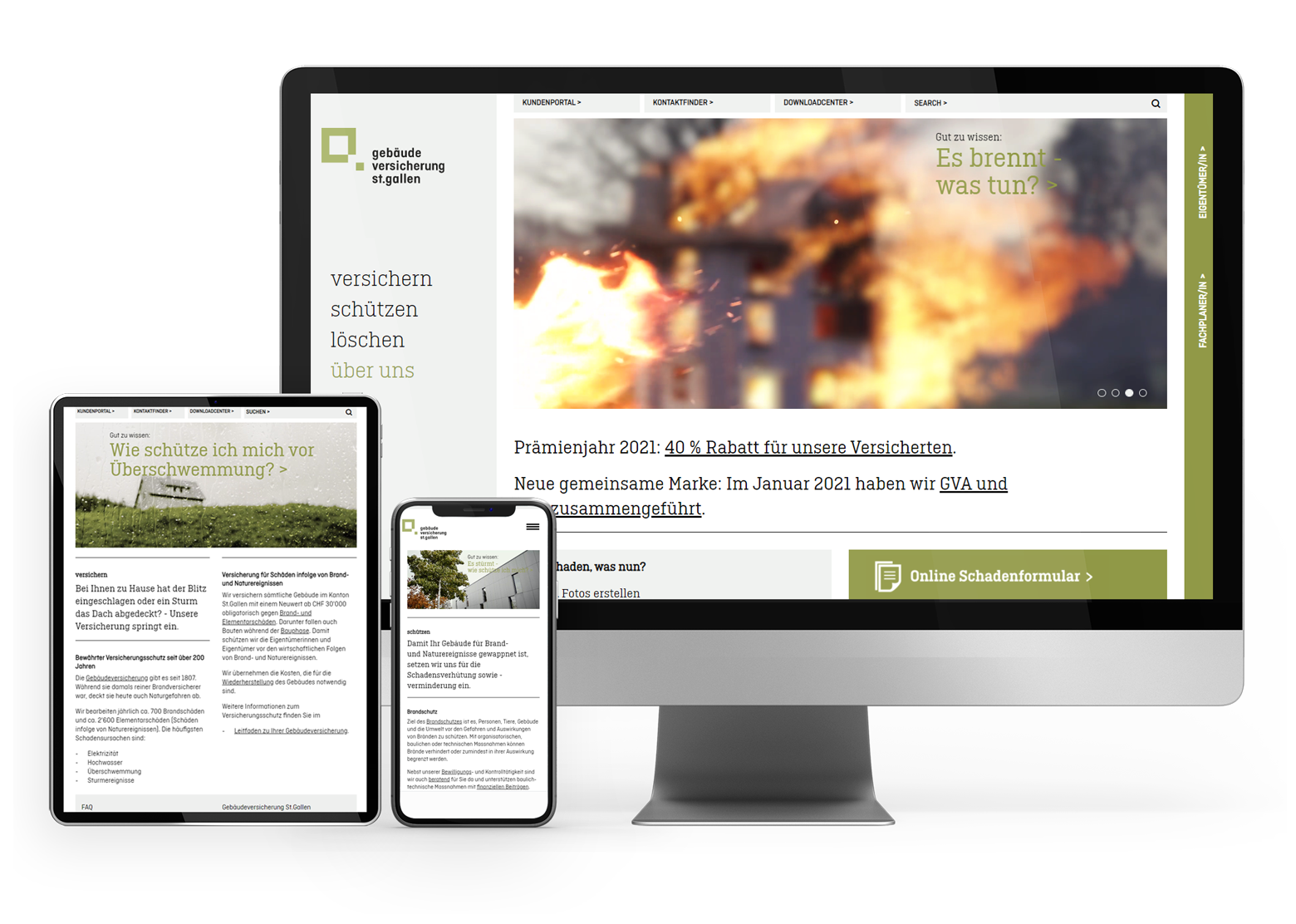 TYPO3 Website für die Gebäudeversicherung St.Gallen