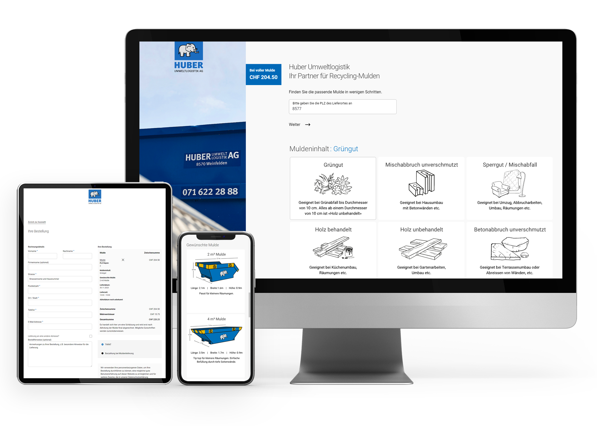 Muldenservice HUBER Umweltlogistik AG WooCommerce, WordPress