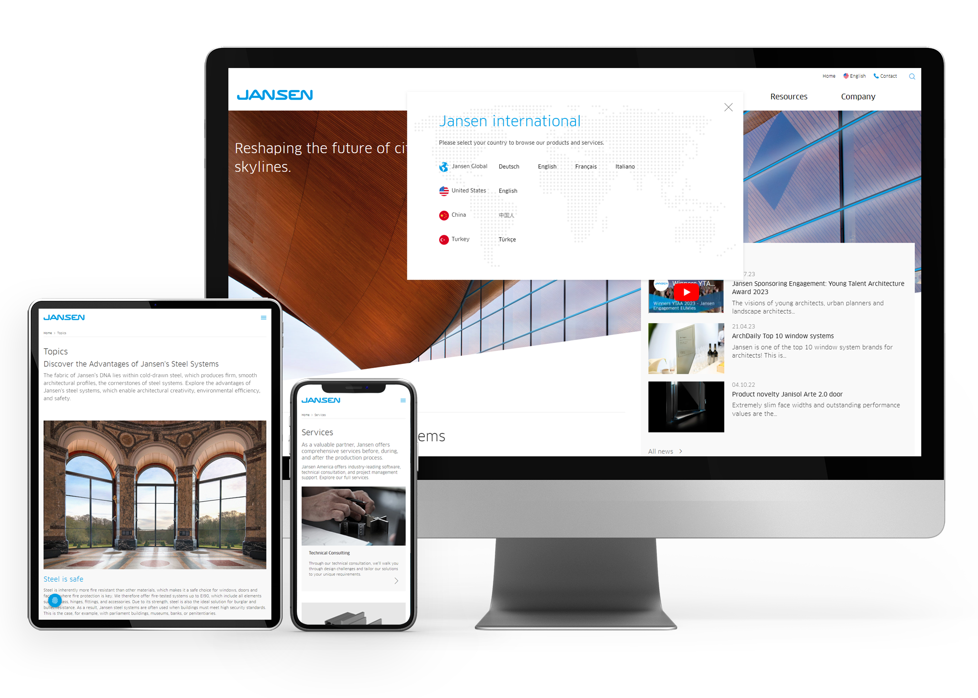 TYPO3 Website Jansen International - Länderwebsites