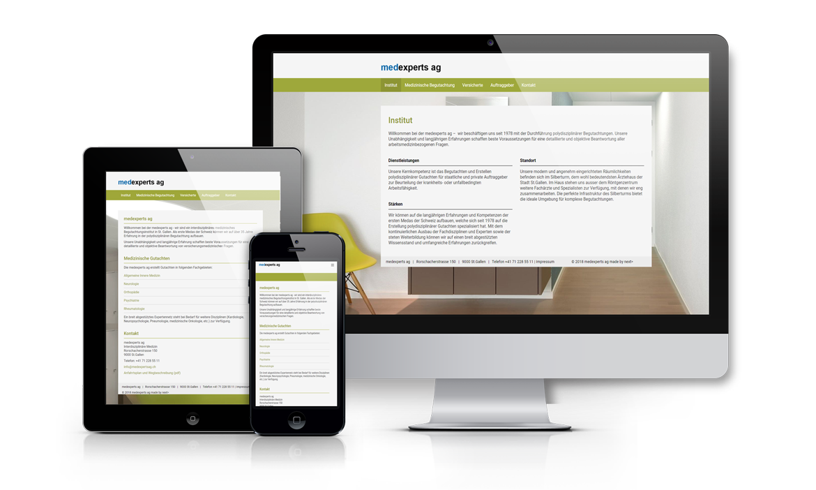 Internetpräsenz mit dem CMS TYPO3 für Medexperts AG