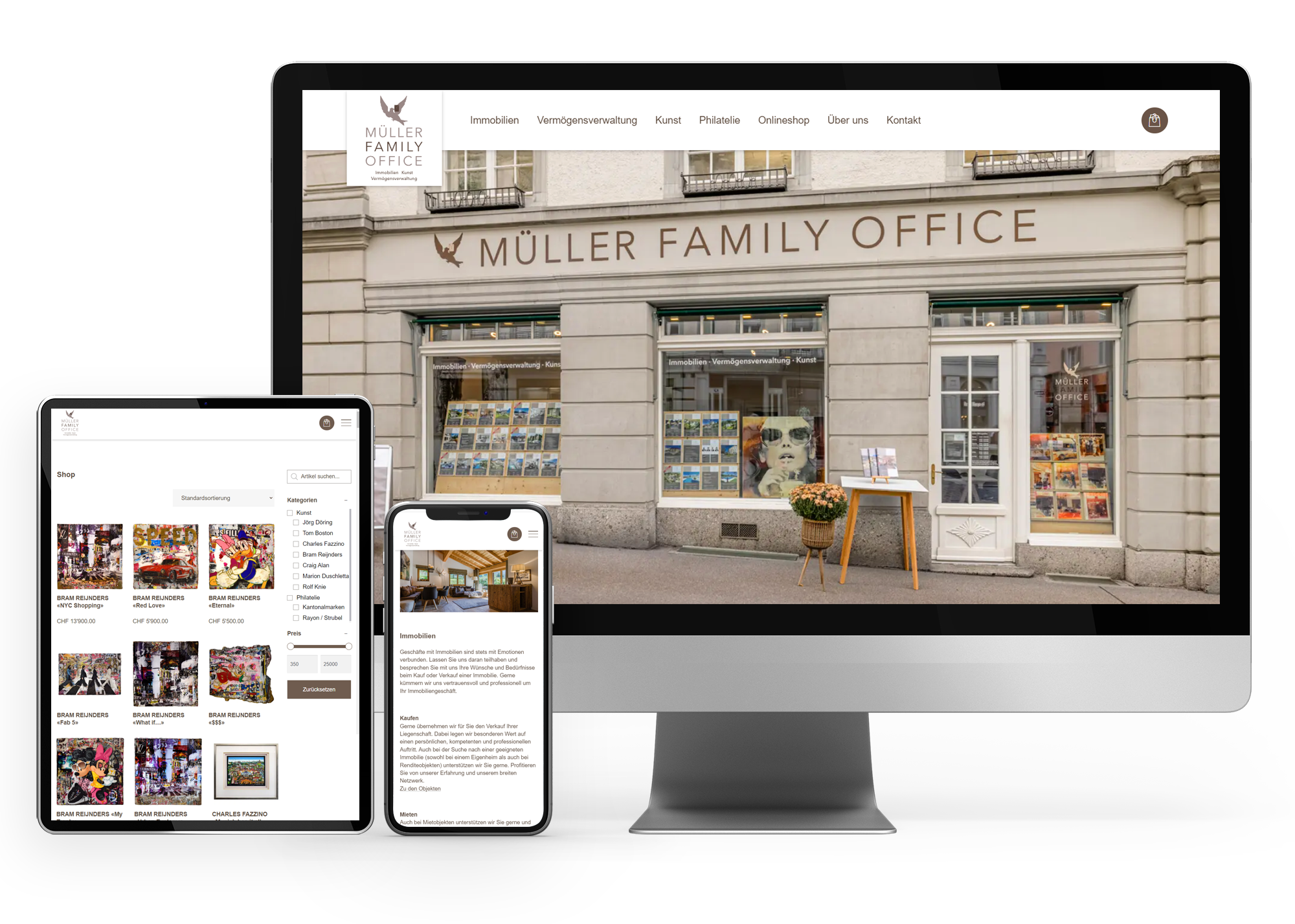 WordPress Website mit WooCommerce Online Shop für die Müller Family Office AG